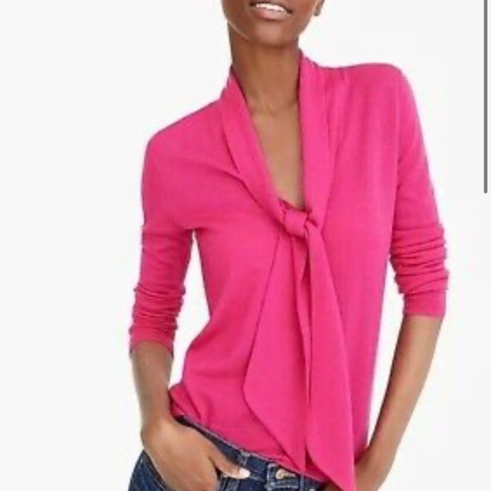 Red Tie Front Cashmere Sweater